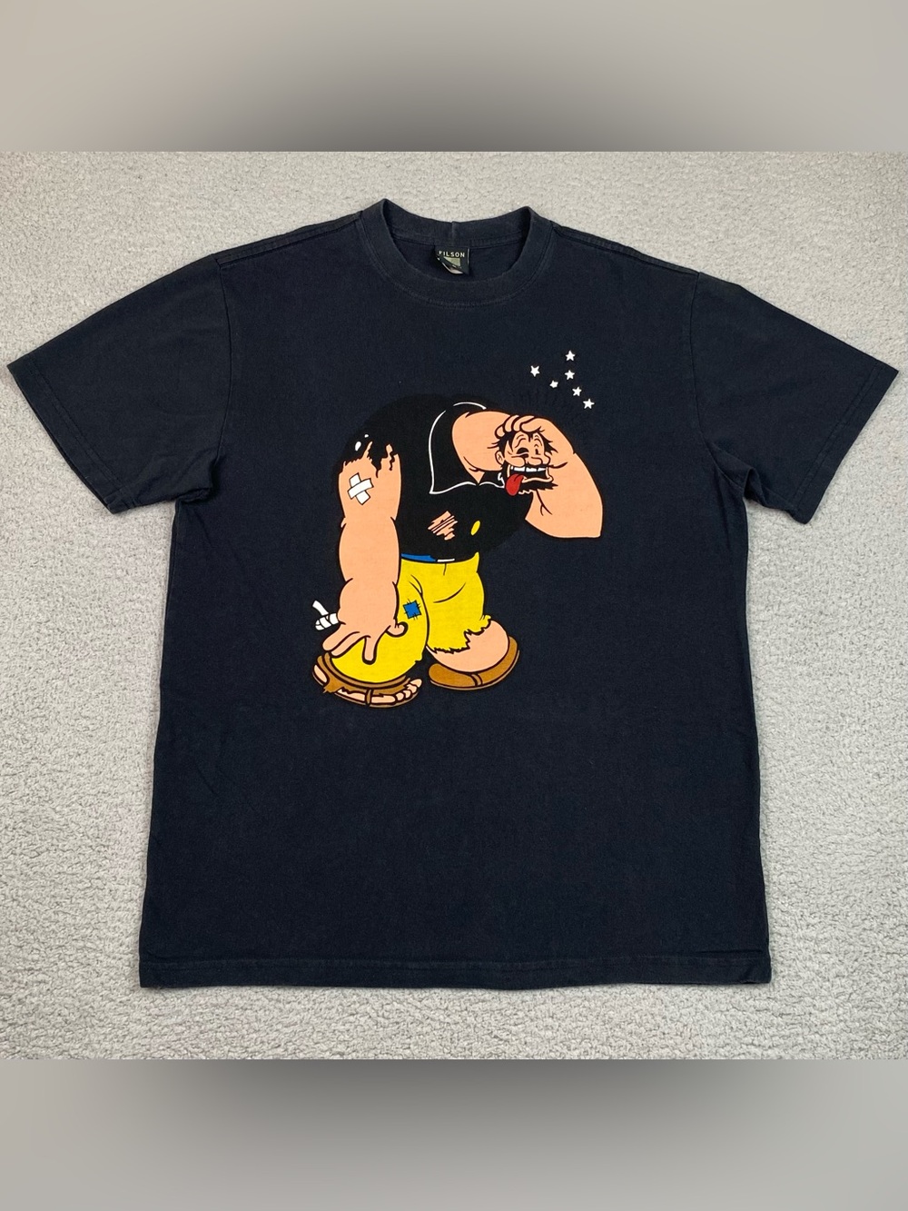 CC Filson Popeye T Shirt Mens Size M Black Short Sleeve Cotton Made In USA Bluto